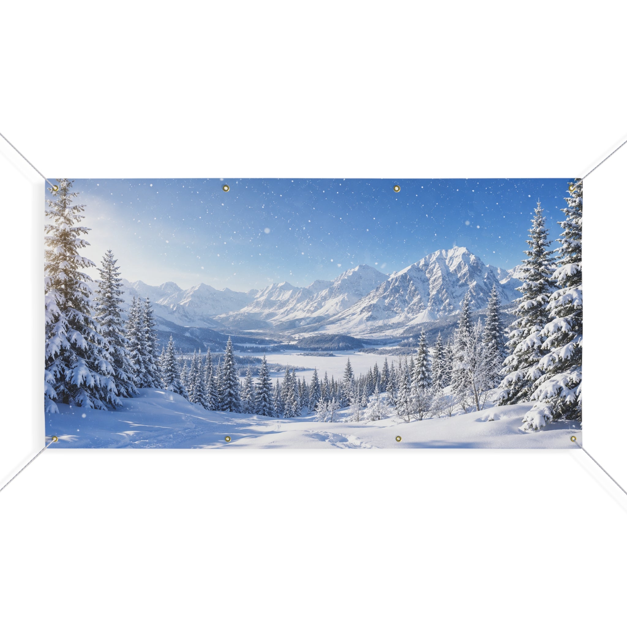 Winter Mountain Snow Scene Banner - TrunkScapes. Unfold Fun. Make a Scene.