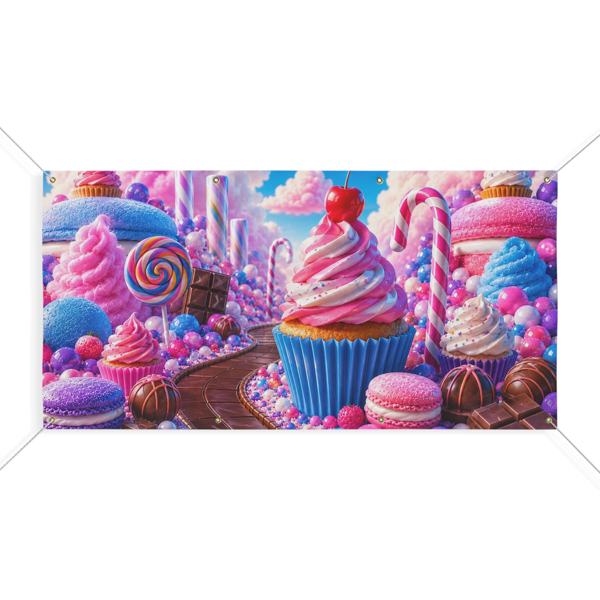 Candy Trunk or Treat Banner & Cupcake Birthday Photo Backdrop - 3 Size Choices