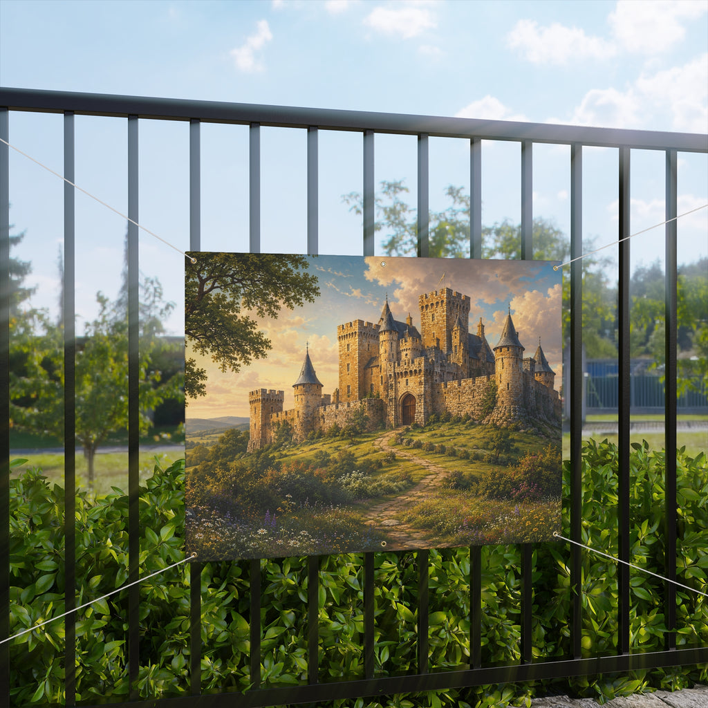 Castle Trunk or Treat Banner & Scenic Fantasy Castle Photo Backdrop - 3 Size Choices