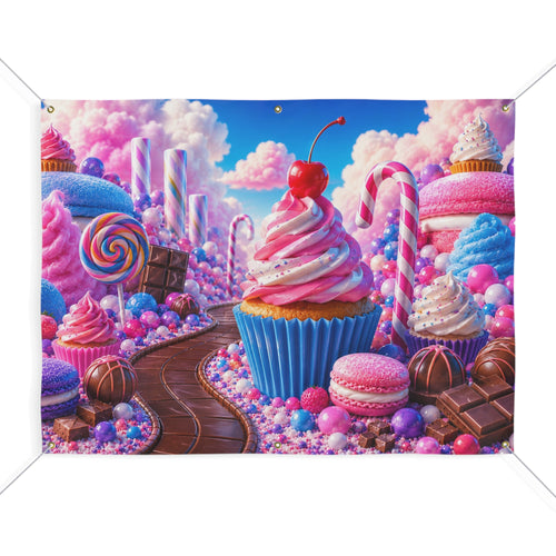 Candy Trunk or Treat Banner & Cupcake Birthday Photo Backdrop - 3 Size Choices