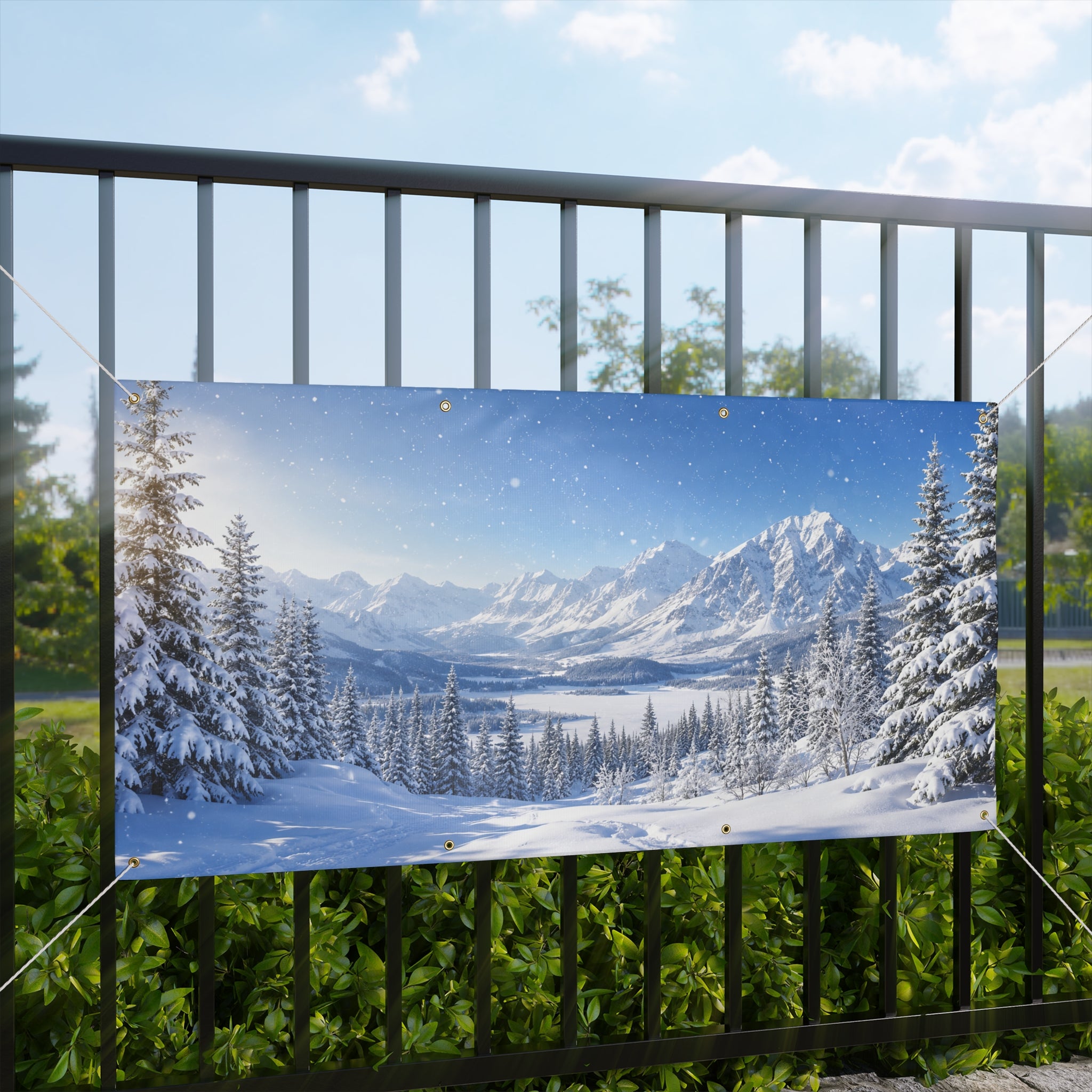 Winter Mountain Snow Scene Banner - TrunkScapes. Unfold Fun. Make a Scene.