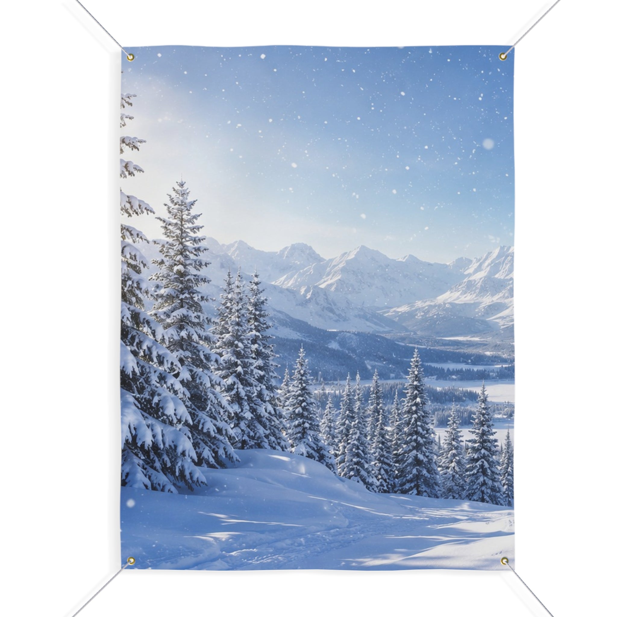 Winter Wonderland Trunk or Treat Banner & Snowy Mountain Party Photo Backdrop - 3 Size Choices