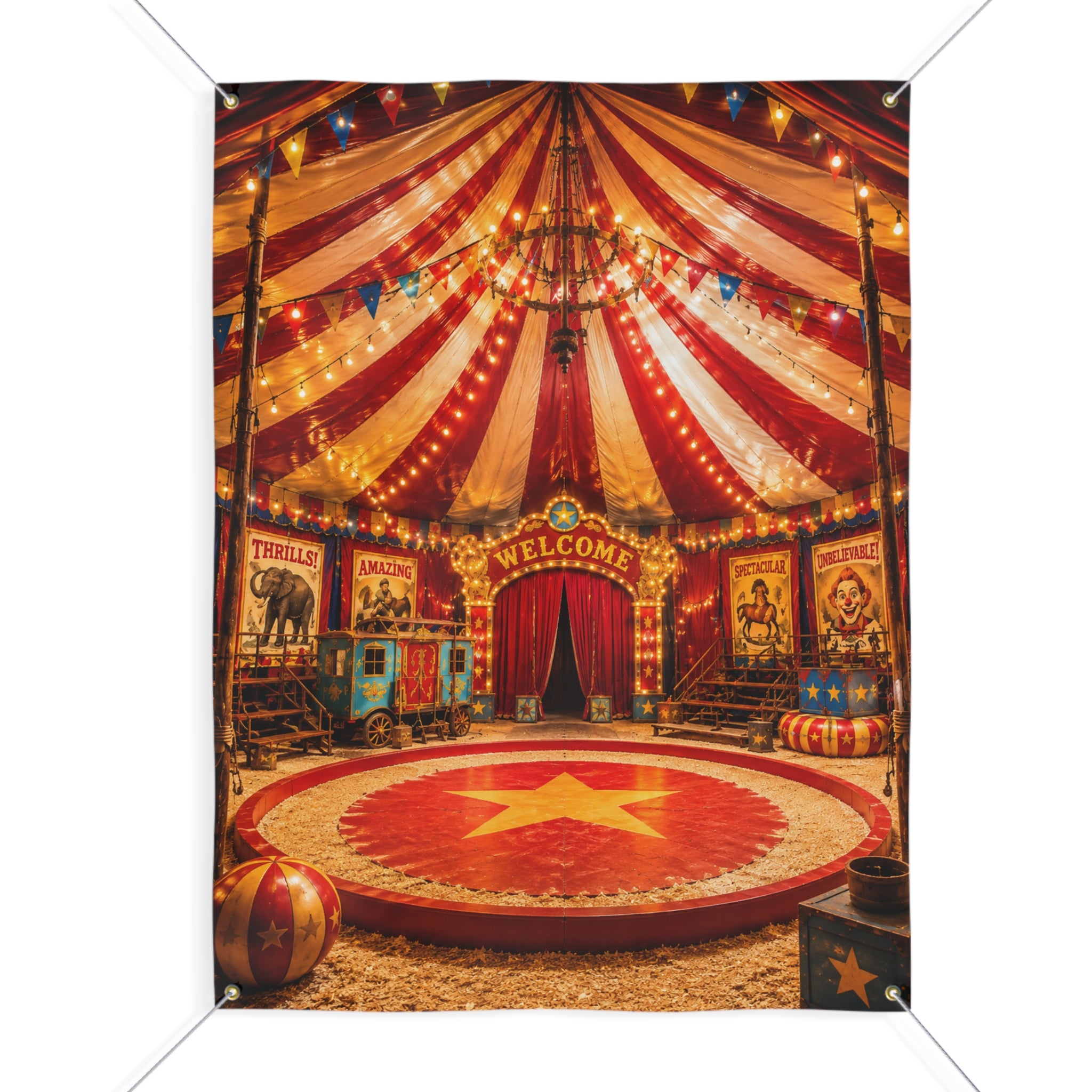 Circus Trunk or Treat Banner & Big Top Carnival Party Photo Backdrop - 3 Size Choices