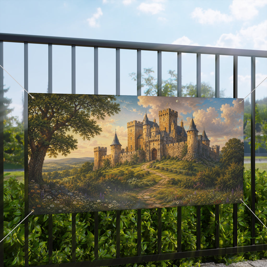 Castle Trunk or Treat Banner & Scenic Fantasy Castle Photo Backdrop - 3 Size Choices