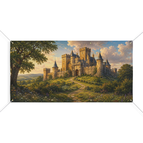 Castle Trunk or Treat Banner & Scenic Fantasy Castle Photo Backdrop - 3 Size Choices