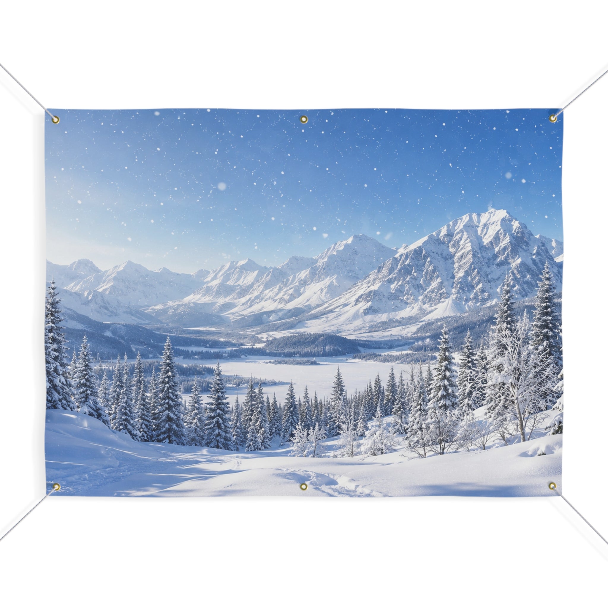 Winter Wonderland Trunk or Treat Banner & Snowy Mountain Party Photo Backdrop - 3 Size Choices