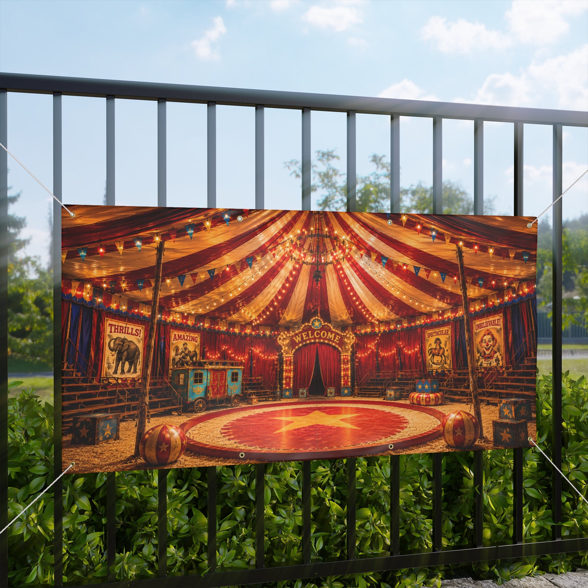 Circus Trunk or Treat Banner & Big Top Carnival Party Photo Backdrop - 3 Size Choices