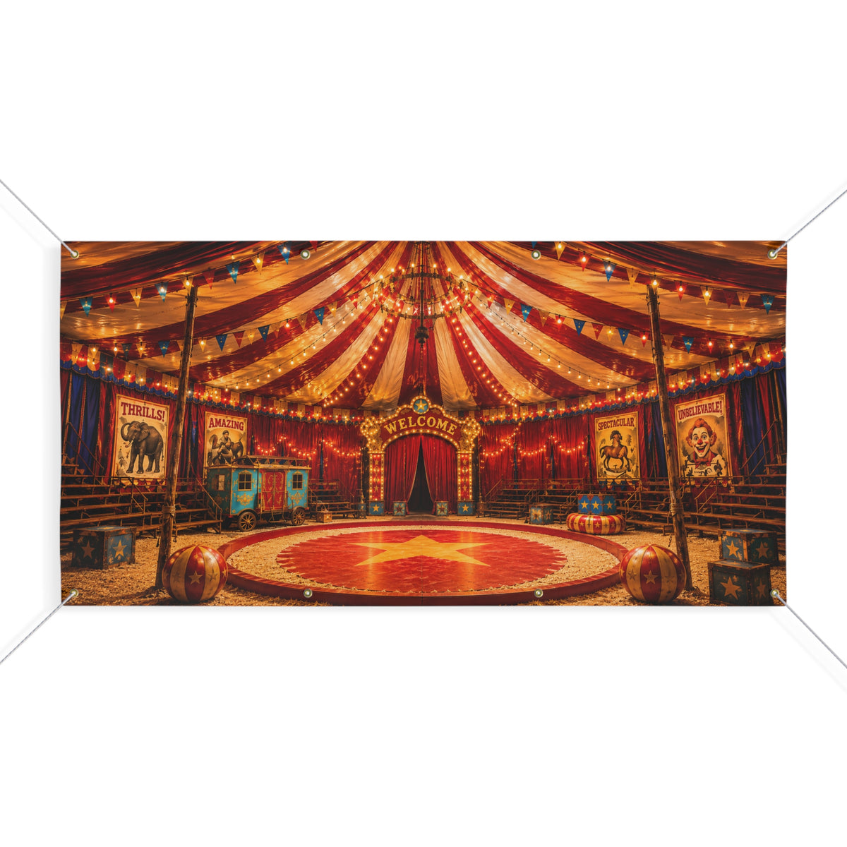 Circus Trunk or Treat Banner & Big Top Carnival Party Photo Backdrop - 3 Size Choices