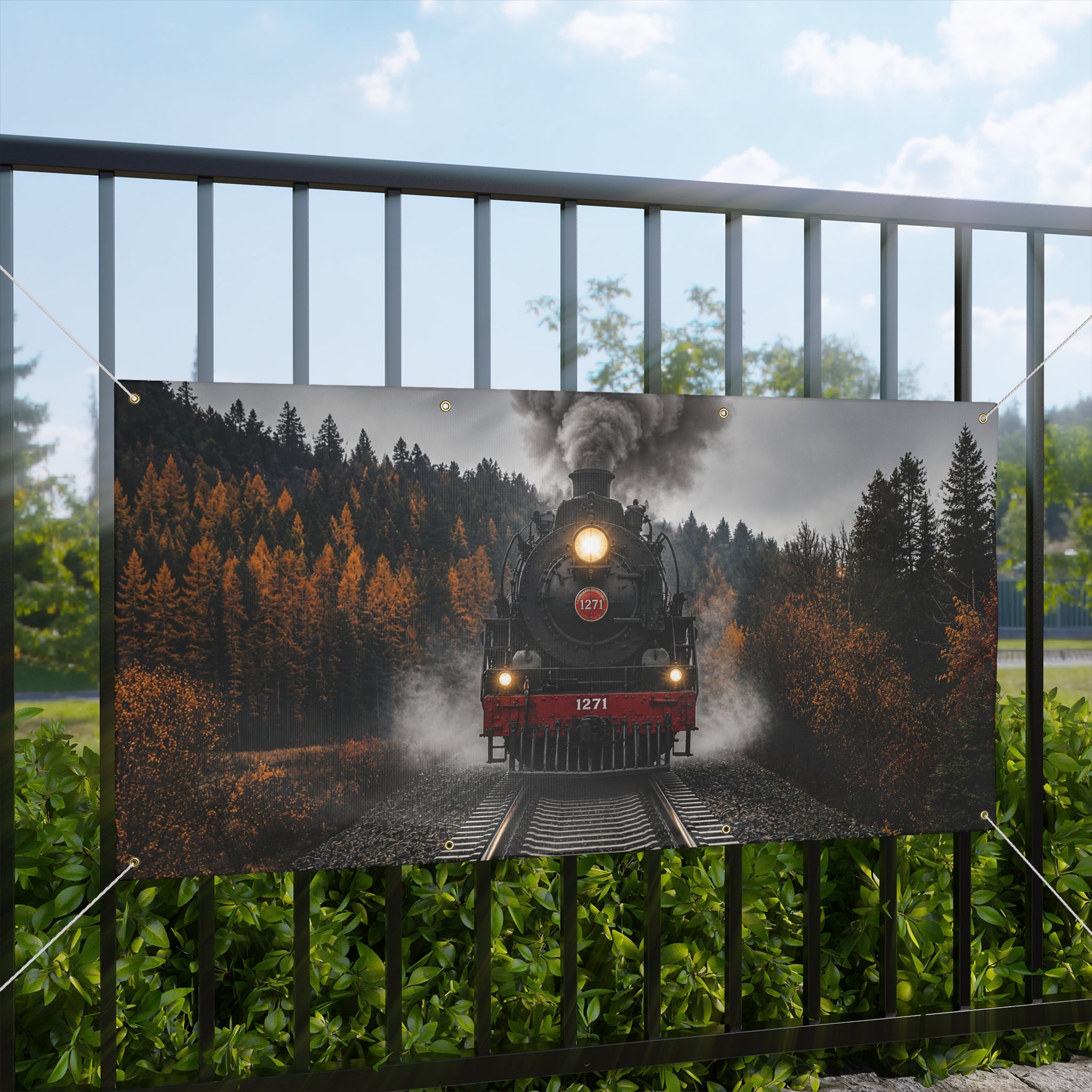Steam Train Trunk or Treat Banner & Railroad Party Photo Backdrop - 3 Size Choices