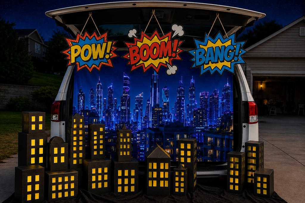 Superhero City Skyline Banner – TrunkScapes. Unfold Fun. Make a Scene.