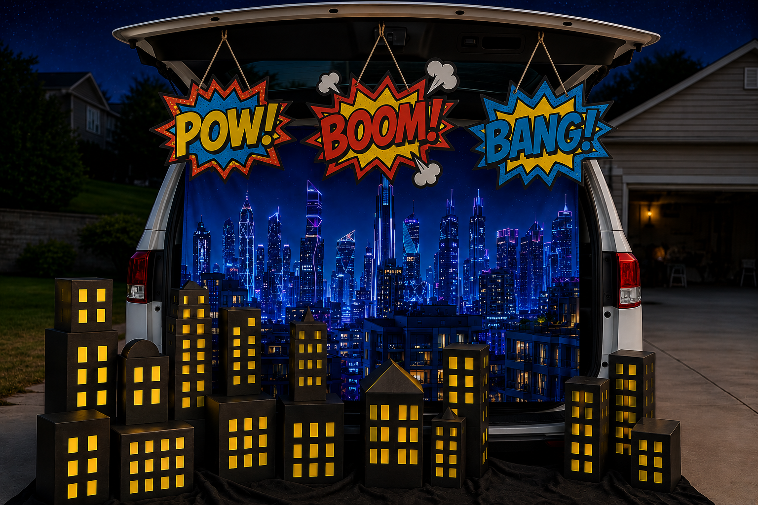 Superhero City Skyline Banner – TrunkScapes. Unfold Fun. Make a Scene.