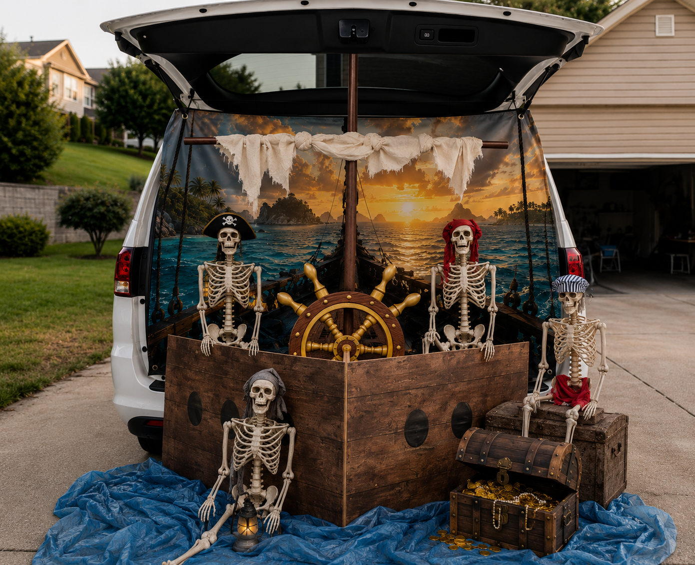 Ship on the Ocean Sunset Matte Banner – TrunkScapes. Unfold Fun. Make a Scene.