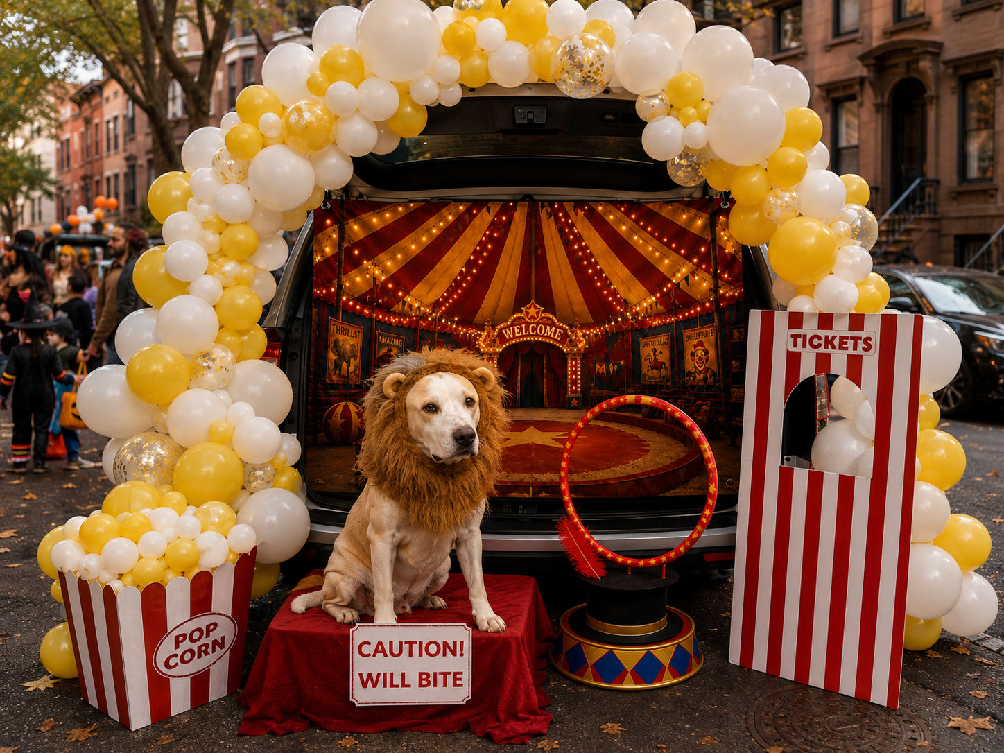 Circus Trunk or Treat Banner & Big Top Carnival Party Photo Backdrop - 3 Size Choices