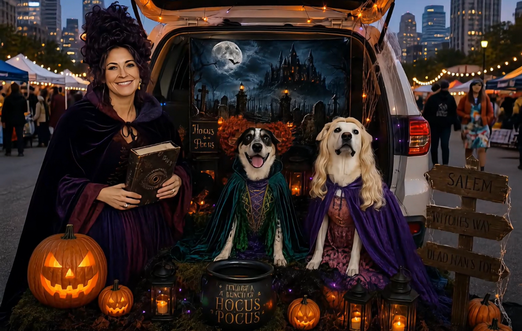 Halloween Graveyard Trunk or Treat Banner & Haunted House Party Photo Backdrop - 3 Size Choices