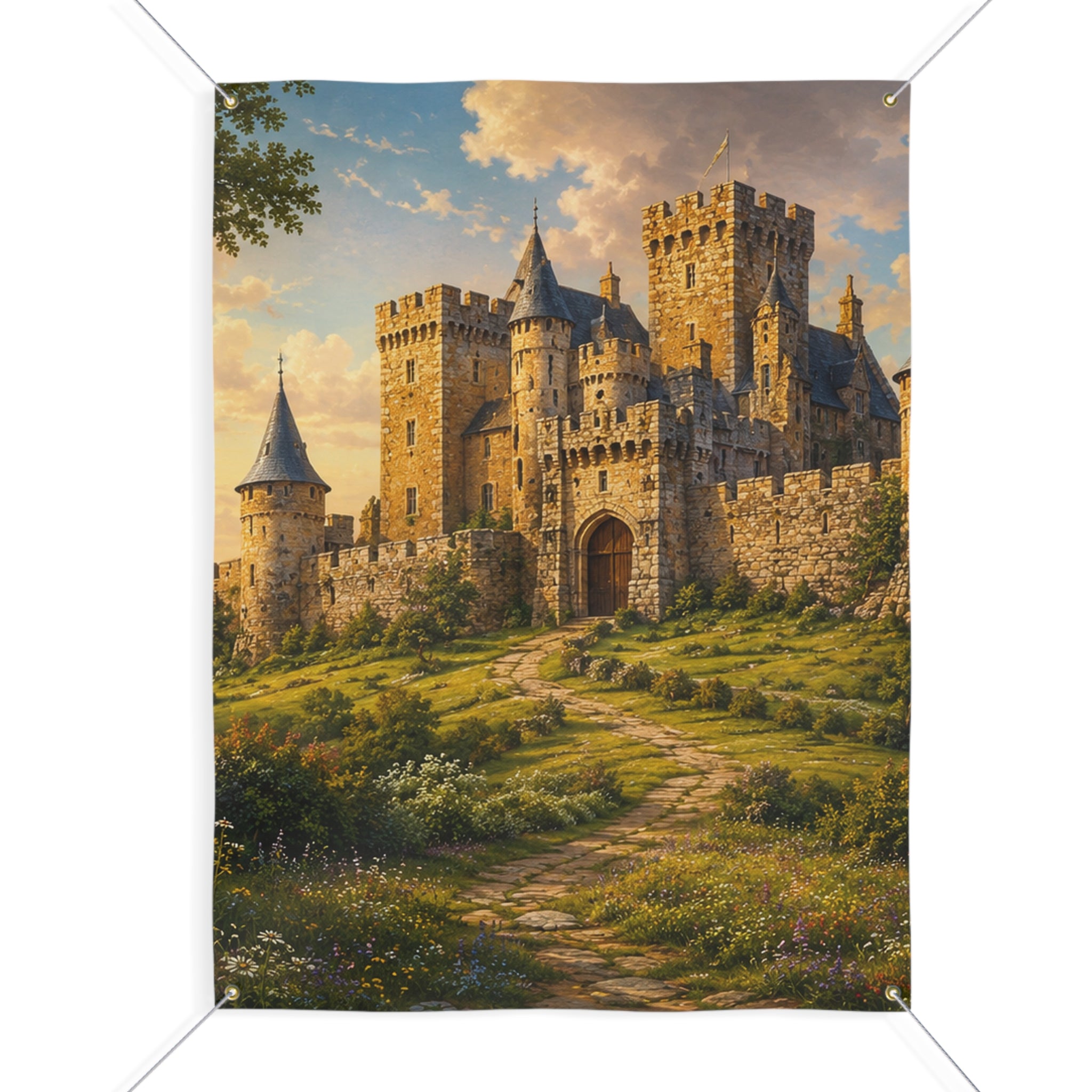 Castle Trunk or Treat Banner & Scenic Fantasy Castle Photo Backdrop - 3 Size Choices