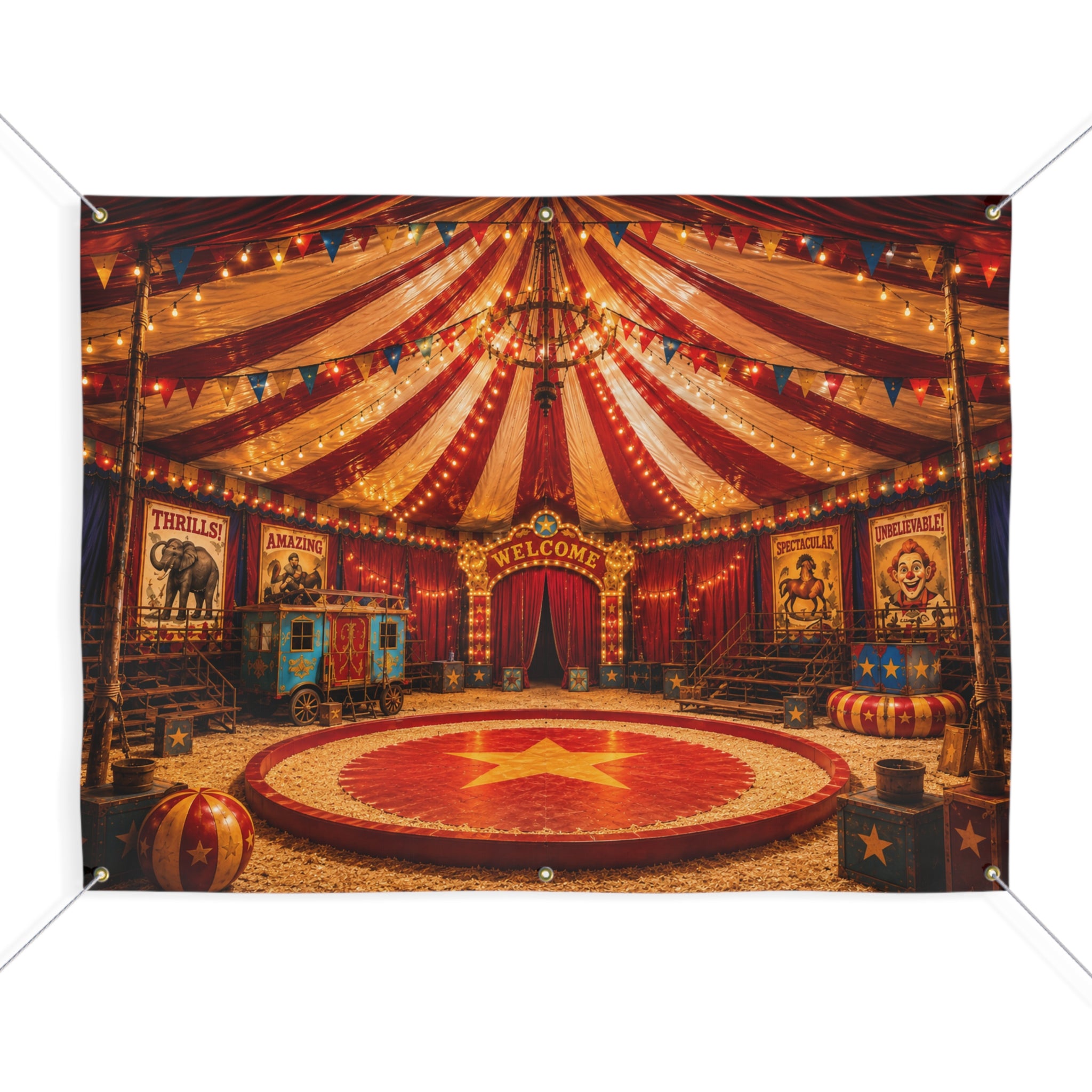 Circus Trunk or Treat Banner & Big Top Carnival Party Photo Backdrop - 3 Size Choices