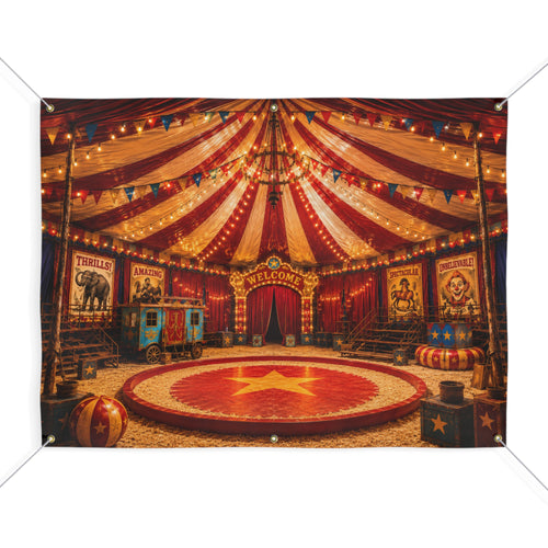 Circus Trunk or Treat Banner & Big Top Carnival Party Photo Backdrop - 3 Size Choices
