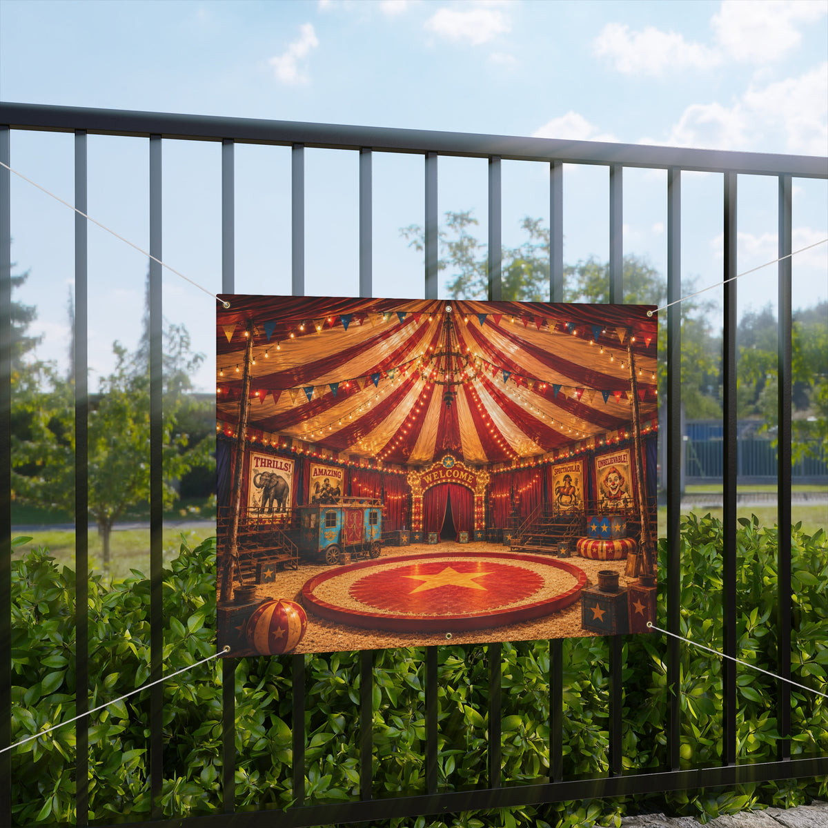 Circus Trunk or Treat Banner & Big Top Carnival Party Photo Backdrop - 3 Size Choices