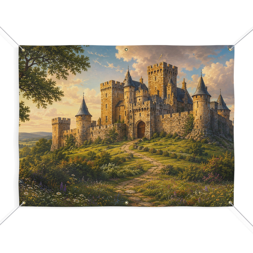 Castle Trunk or Treat Banner & Scenic Fantasy Castle Photo Backdrop - 3 Size Choices