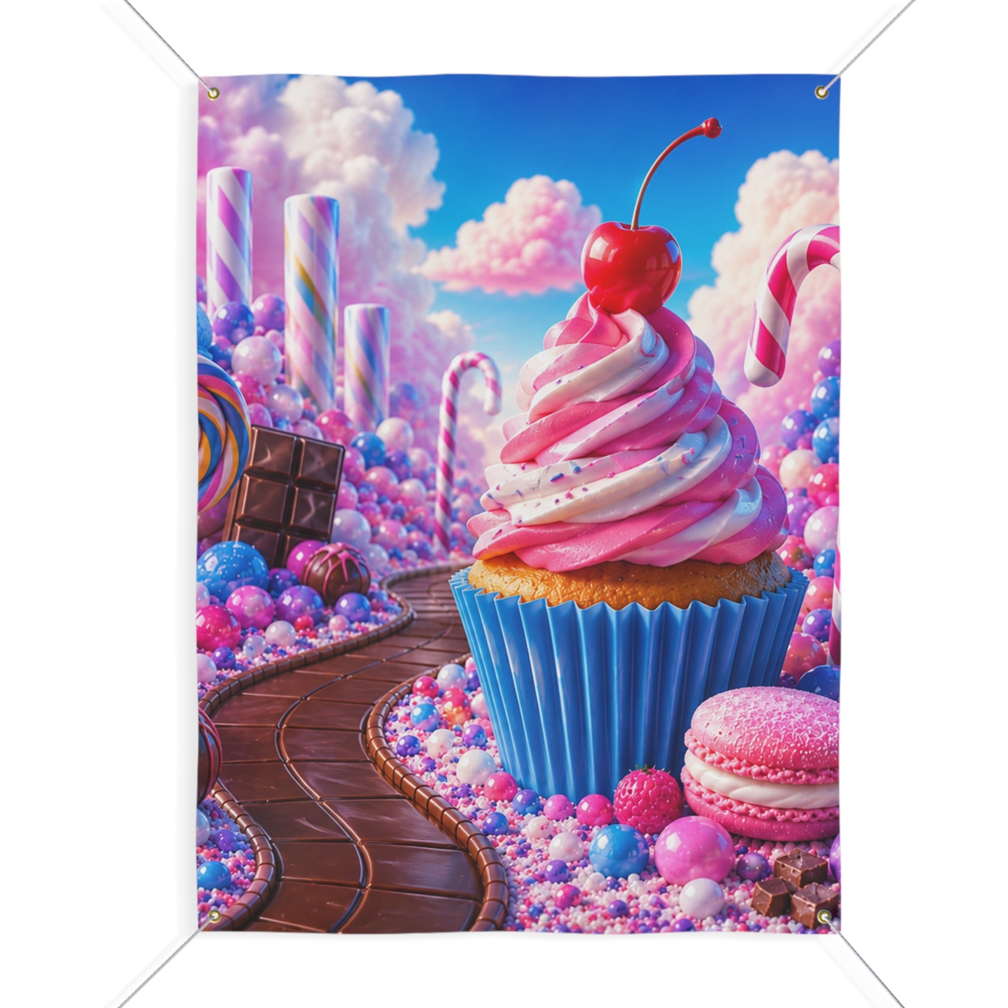 Candy Trunk or Treat Banner & Cupcake Birthday Photo Backdrop - 3 Size Choices
