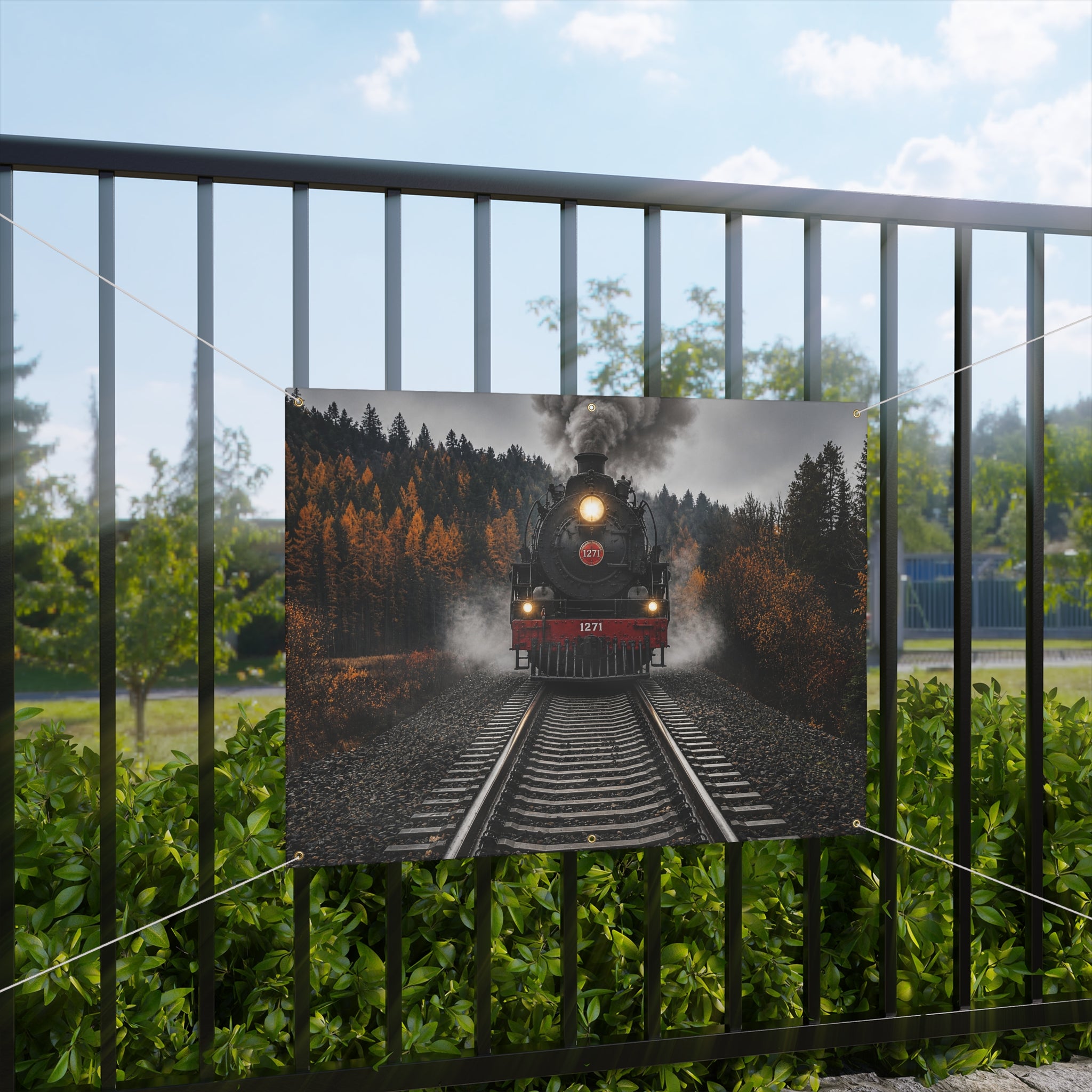 Steam Train Trunk or Treat Banner & Railroad Party Photo Backdrop - 3 Size Choices