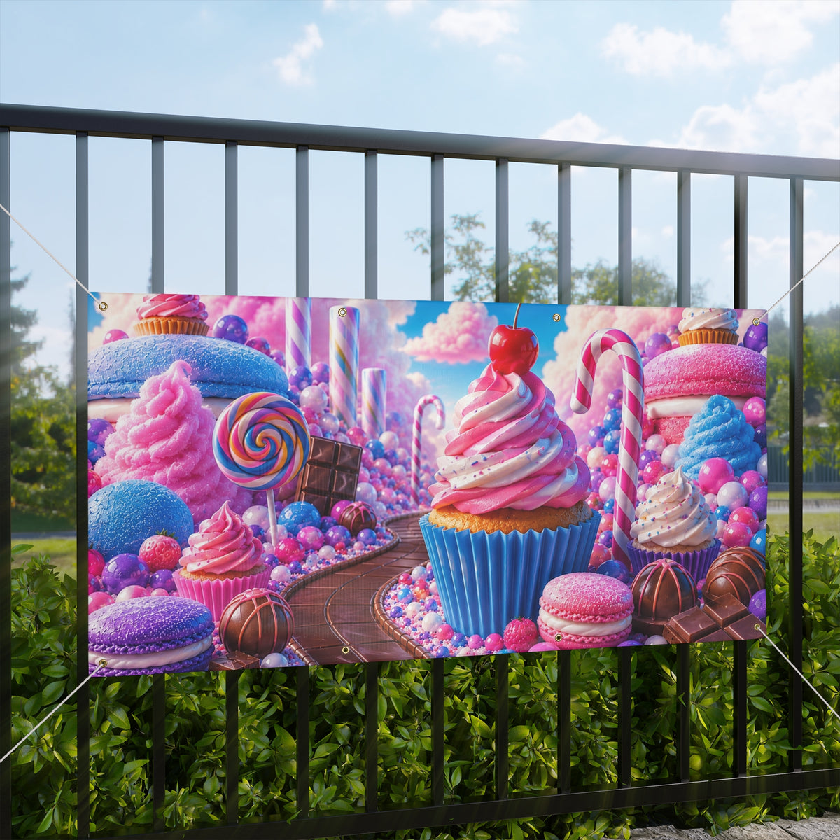 Candy Trunk or Treat Banner & Cupcake Birthday Photo Backdrop - 3 Size Choices