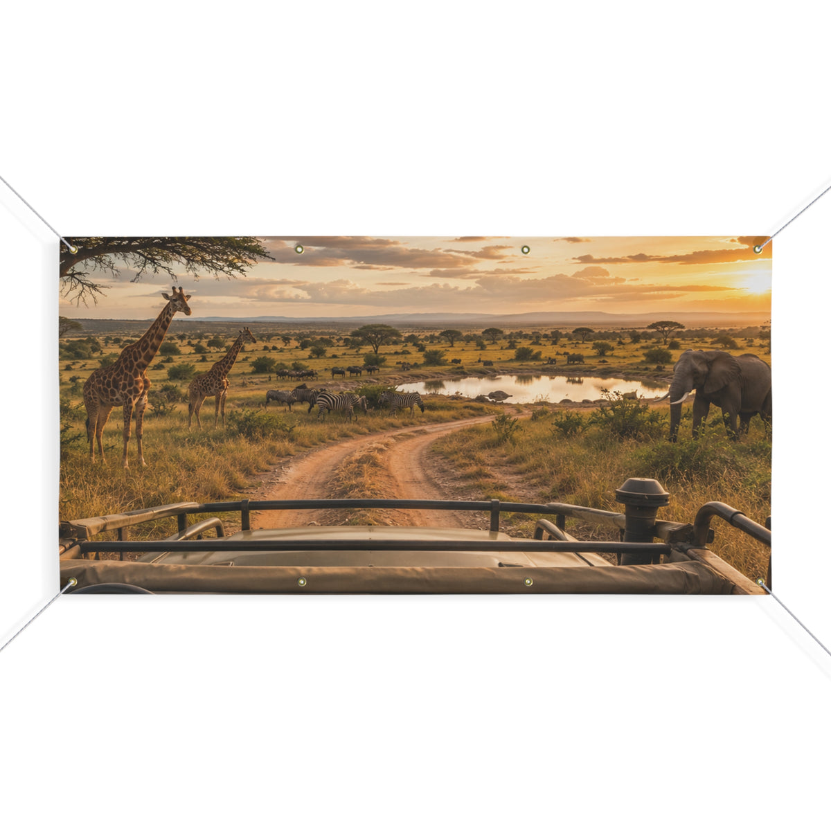 Safari Trunk or Treat Banner & Animal Party Photo Backdrop - 3 Size Choices