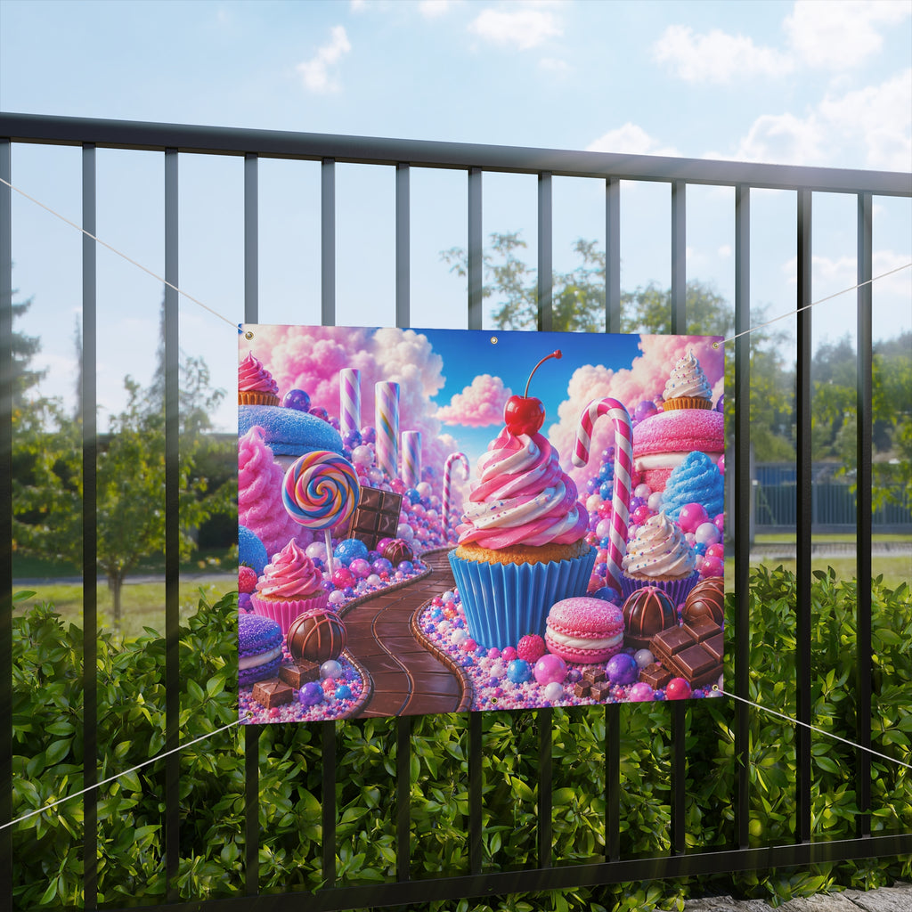 Candy Trunk or Treat Banner & Cupcake Birthday Photo Backdrop - 3 Size Choices