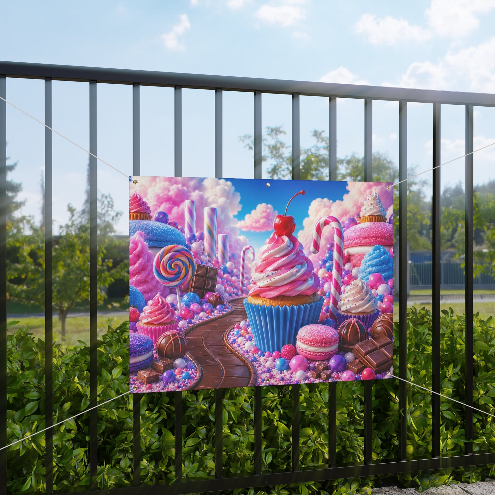 Candy Trunk or Treat Banner & Cupcake Birthday Photo Backdrop - 3 Size Choices